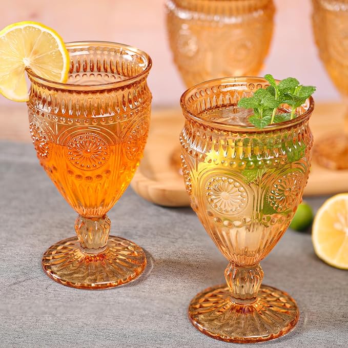 Darlion Goblets, Goblet Glasses, Amber Goblets, Vintage Wine Glasses 12oz |