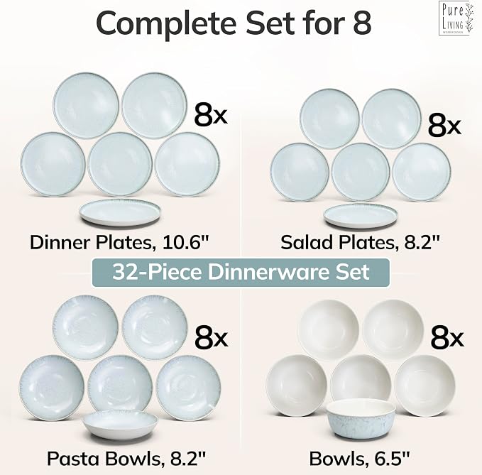 32 Piece Stoneware Dinnerware Set
