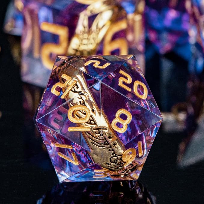 Magic Golden Ring DND Dice Set Sharp Edge Red Resin Dice