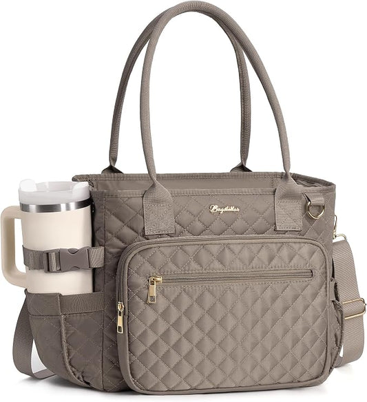 Lunch Box for Women Insulated Lunch Bag Quilted Soft Cooler Tote | 7 Pocket