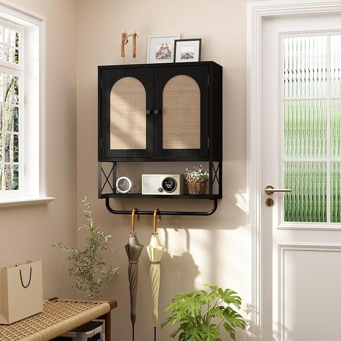 Rattan Bathroom Wall Cabinet
