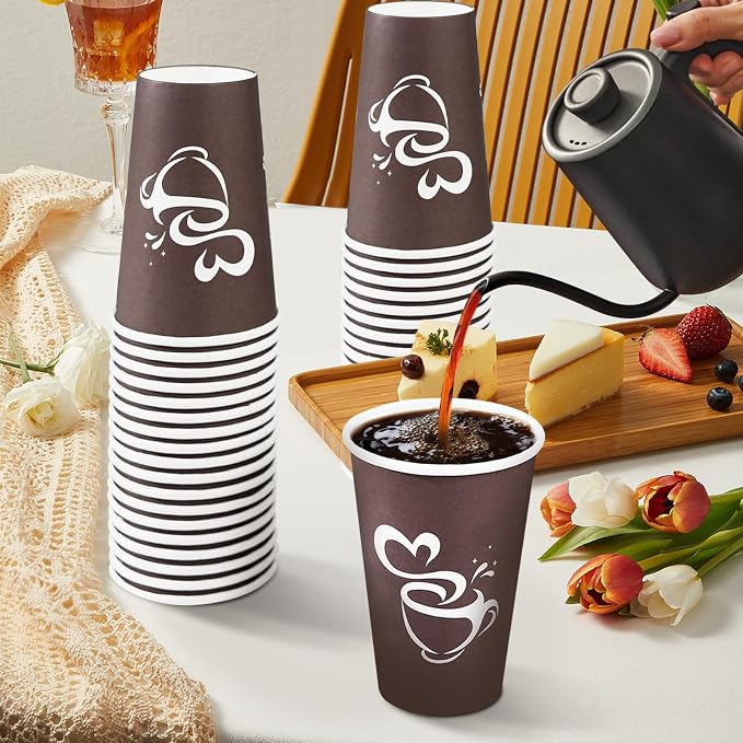 Clawsoff 16 oz 180 Count Paper Coffee Cups Disposable Hot Coffee Cups Brown |