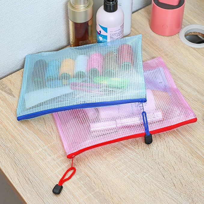 AUSTARK 20 Pcs Zipper File Bags, Plastic Mesh Pouch, Board Game Storage Bag