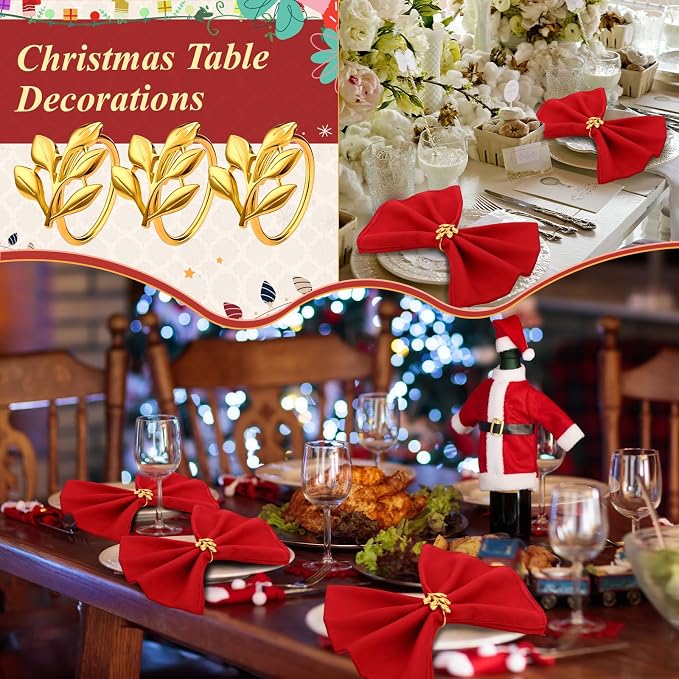 WILLBOND Leaf Napkin Rings Holders Fall Party Napkin Rings