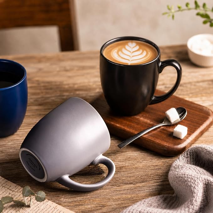 AmorArc 16 oz Coffee Mugs Set of 6, Large Ceramic Coffee Cups Set | Classic