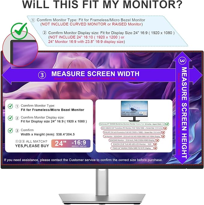 FILMEXT [2 Pack Removable 24 Inch Computer Privacy Screen Filter
