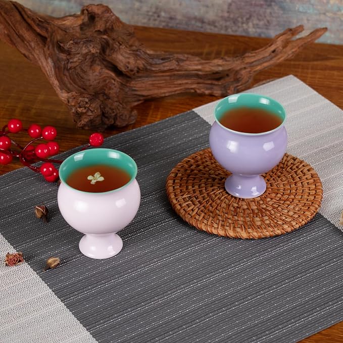 KAMMAK Tea Cups, 3oz Small Tea Set of 2