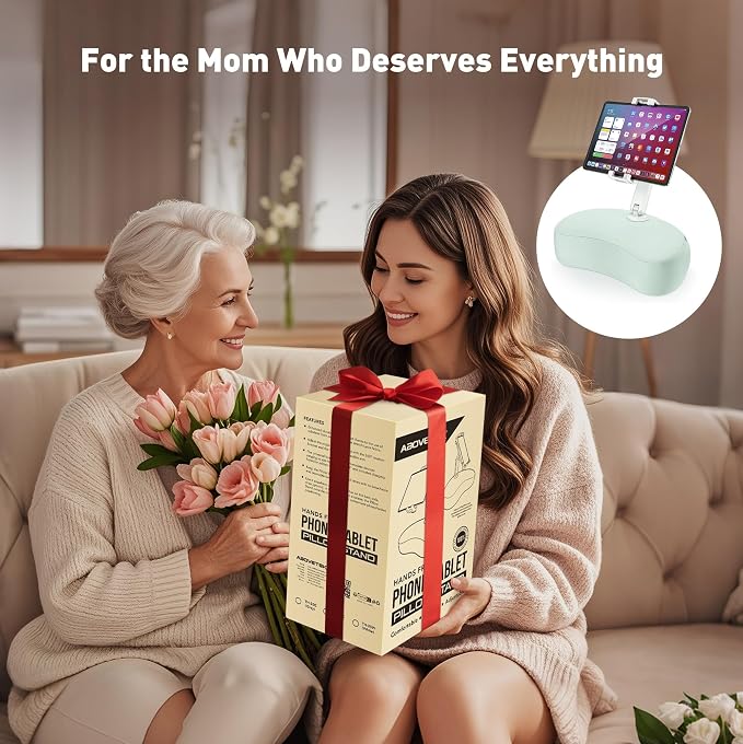 AboveTEK Tablet Pillow Stand for Bed, Hands-Free 360° Adjustable iPad Pillow