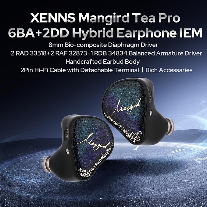 Linsoul Xenns Mangird Tea PRO in Ear Monitor, 6BA+2DD Hybrid Earphone IEM