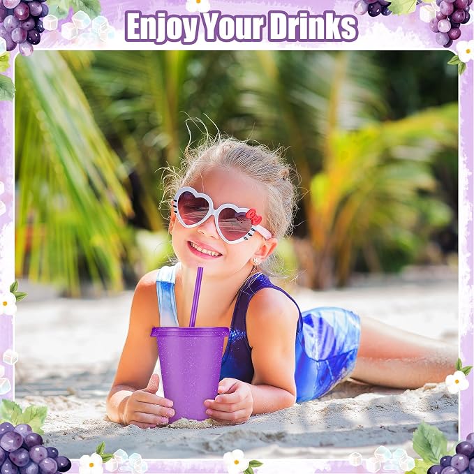 24 Pcs Plastic Tumblers with Lids and Straws, Reusable Cups with Lids Plastic