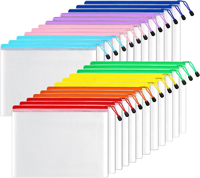 SUNEE Plastic Mesh Zipper Pouch 10x14 in, Extra Large Water-Resistant Zip Bag