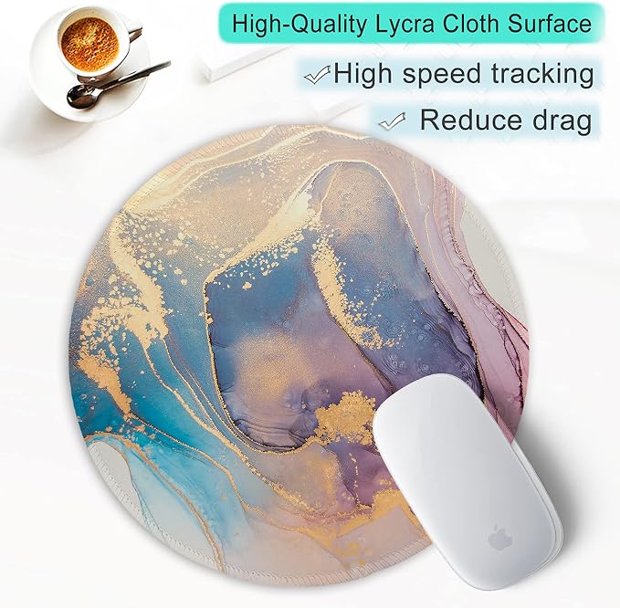 ITNRSIIET Round Mouse Pad with Stitched Edge Premium-Textured Waterproof