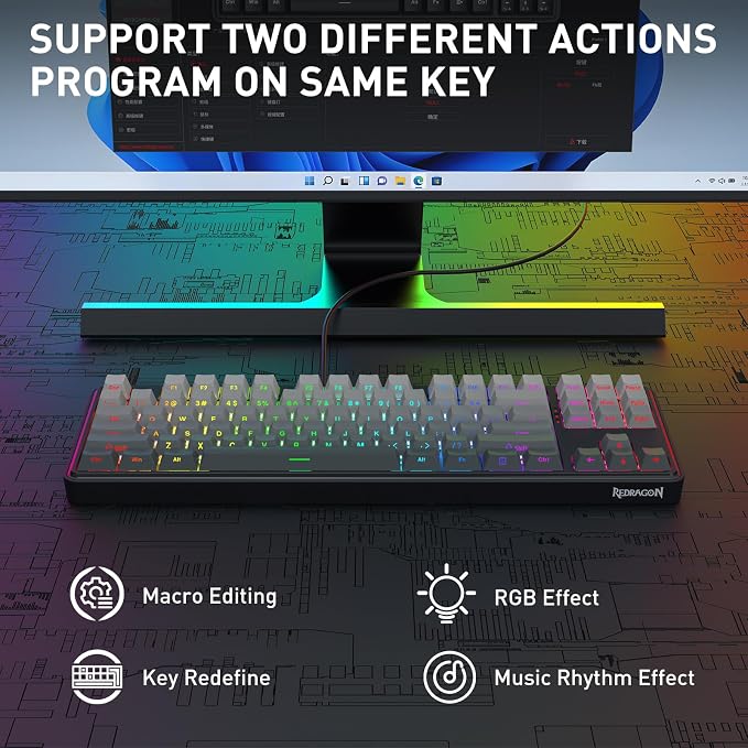Redragon K707 HE Rapid Trigger Gaming Keyboard, 87 Keys TKL Wired Mechanical