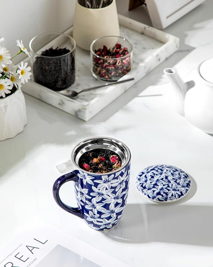 vancasso SELENE Porcelain Tea Mug, 18 oz Porcelain Tea Cup