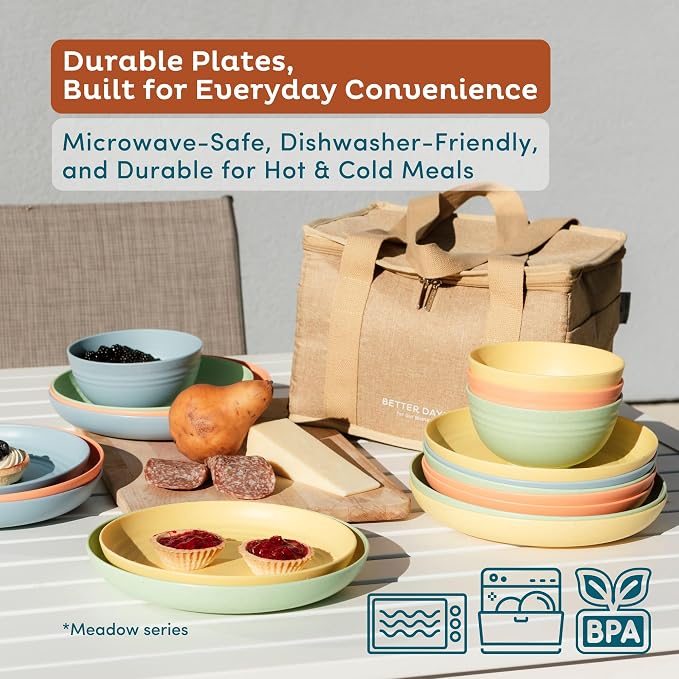 8-Pack Reusable Wheat Straw Plates Set