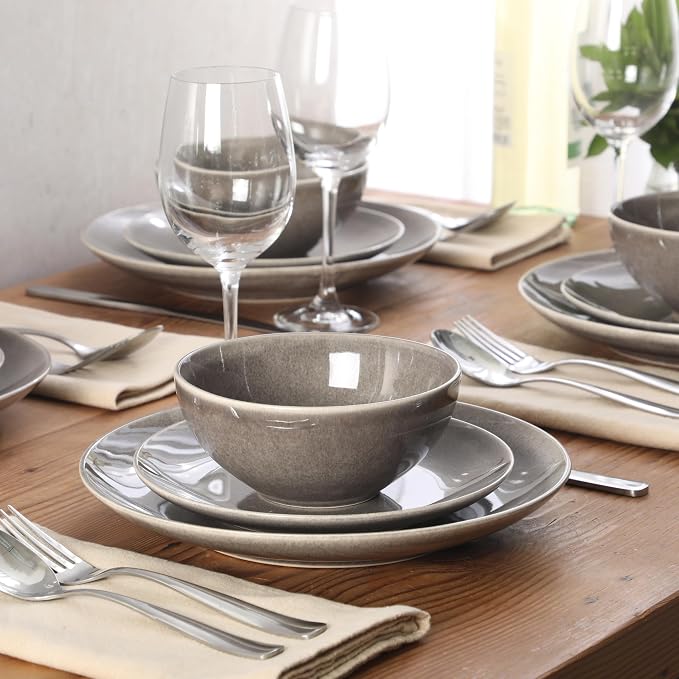 Gibson Elite Castle Peak Plates and Bowls Set, 12-Piece Dinnerware Set