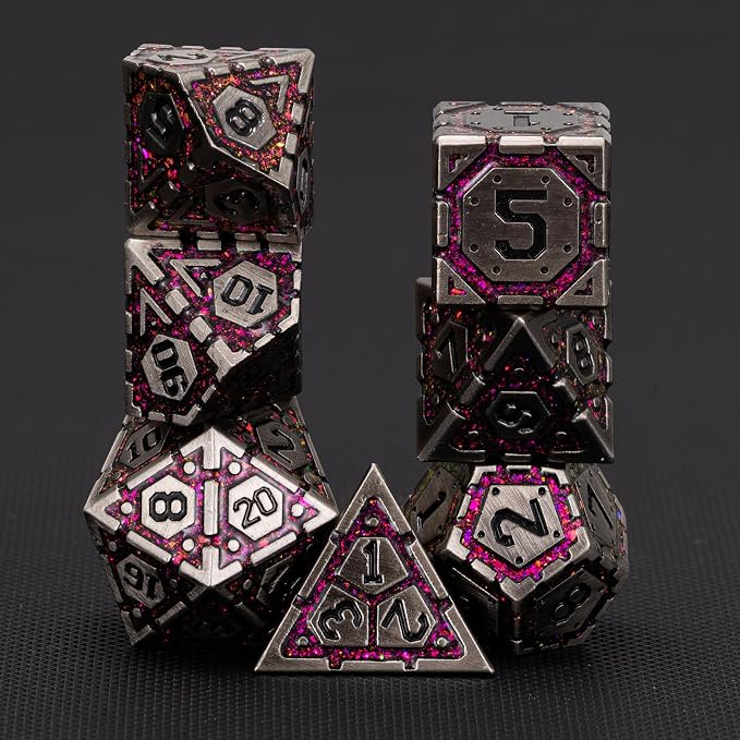 Metal DND Dice Set, Polyhedral Metallic Dice