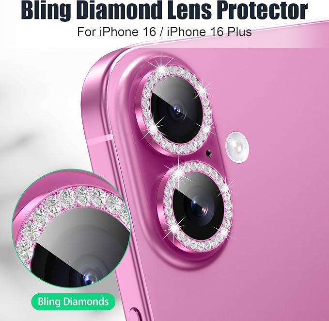 AGVEE 3+3 6 Pack for iPhone 16 6.1" / 16 Plus 6.7" Camera Lens Cover Protector