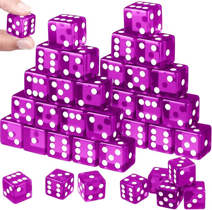 36 Piece 19 mm Casino Style Craps Dice Sets Acrylic and Translucent D6 Dice