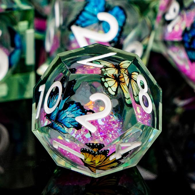 Butterfly DND Dice Pink Liquid Core Dice Set
