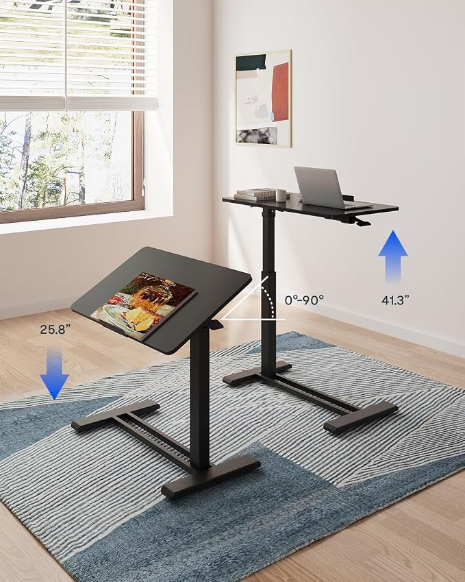 FLEXISPOT H7 PRO Mobile Standing Desk Adjustable Overbed Table Pneumatic