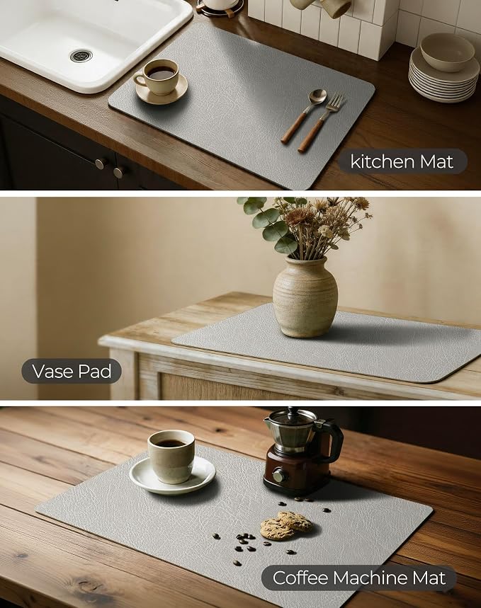 Leetaltree Reversible Faux Leather Placemats 12x17 Inch, Heat Resistant