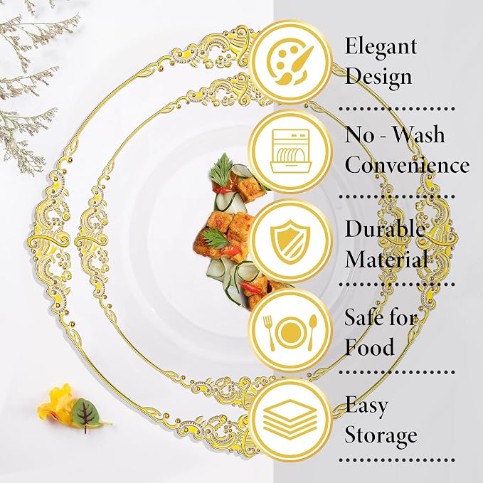 Nervure 100Pcs 7.5'' Clear Plastic Plates, Disposable Plates