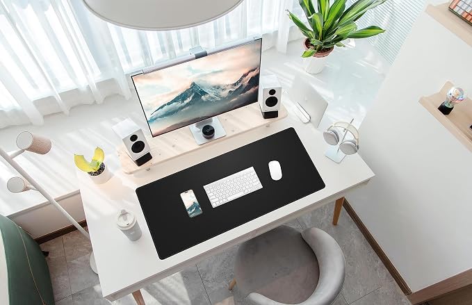 Leather Desk Pad Protector, Office Desk Mat, Large Mouse Pad, Cork Desk Mat