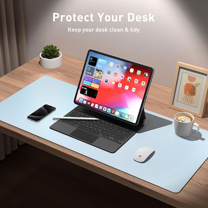 Aothia Leather Desk Pad Protector, Office Desk Mat, Large Mouse Pad, Non-Slip