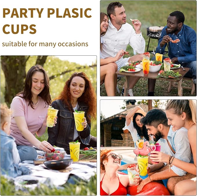KesaPlan 100 Pcs 18oz Plastic Clear Cups, Disposable Wine Cocktail Glasses |
