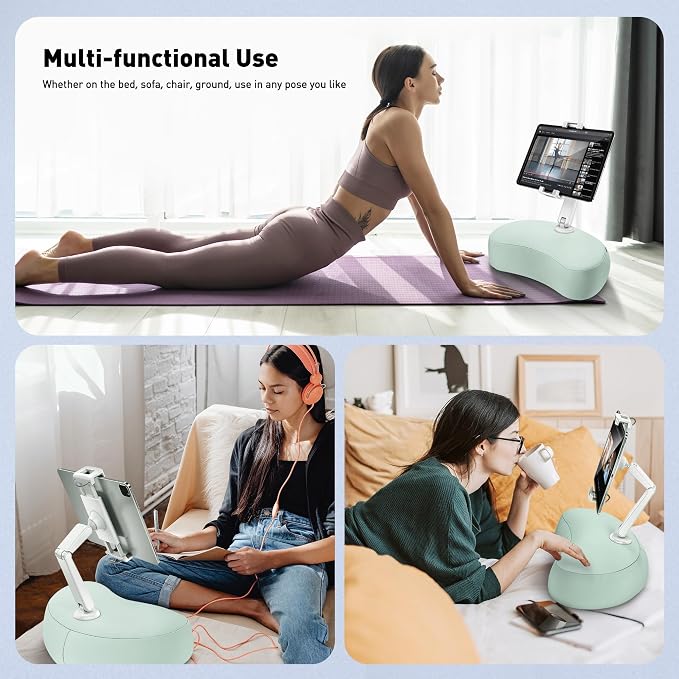 AboveTEK Tablet Pillow Stand for Bed, Hands-Free 360° Adjustable iPad Pillow