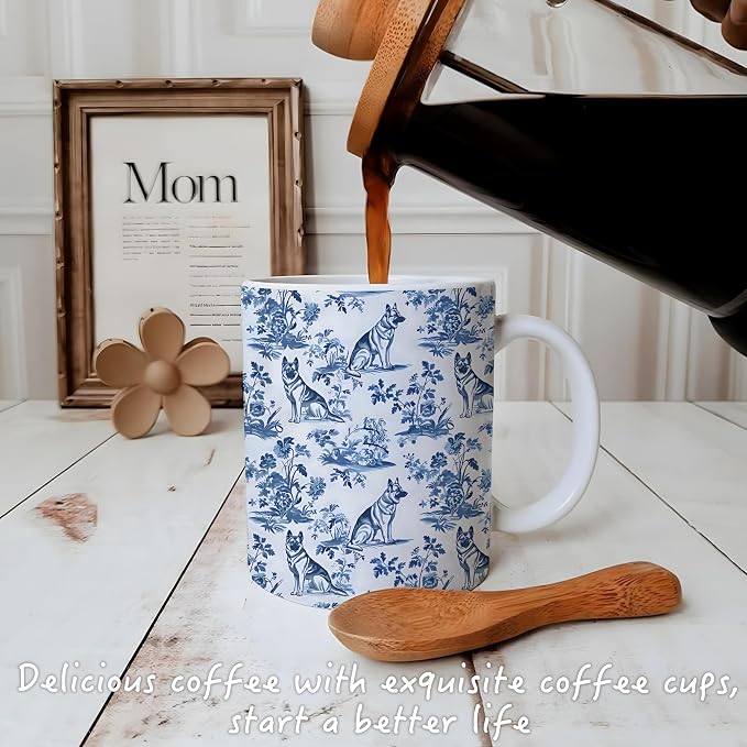 Chinoiserie German Shepherd Mug, German Shepherd Gifts