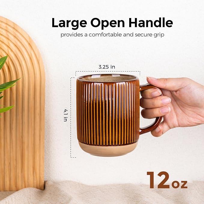 GBhome Coffee Mugs Set of 4, 12 oz Coffee Cups