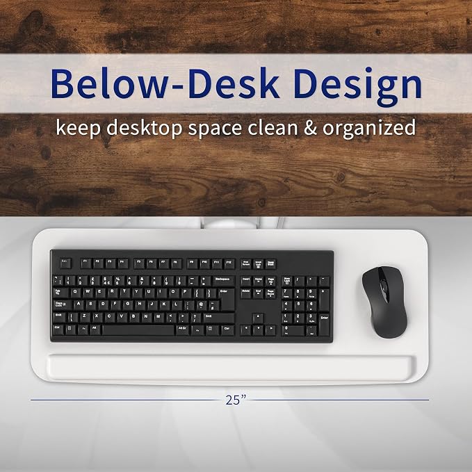 VIVO Adjustable 25 x 10 inch Computer Keyboard and Mouse Platform Tray