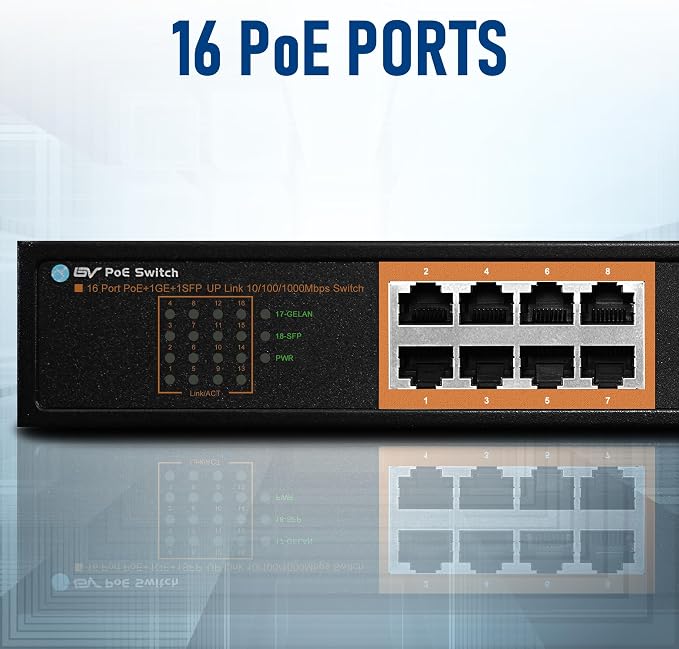 BV-Tech 18 Ports Long Range PoE+ Switch