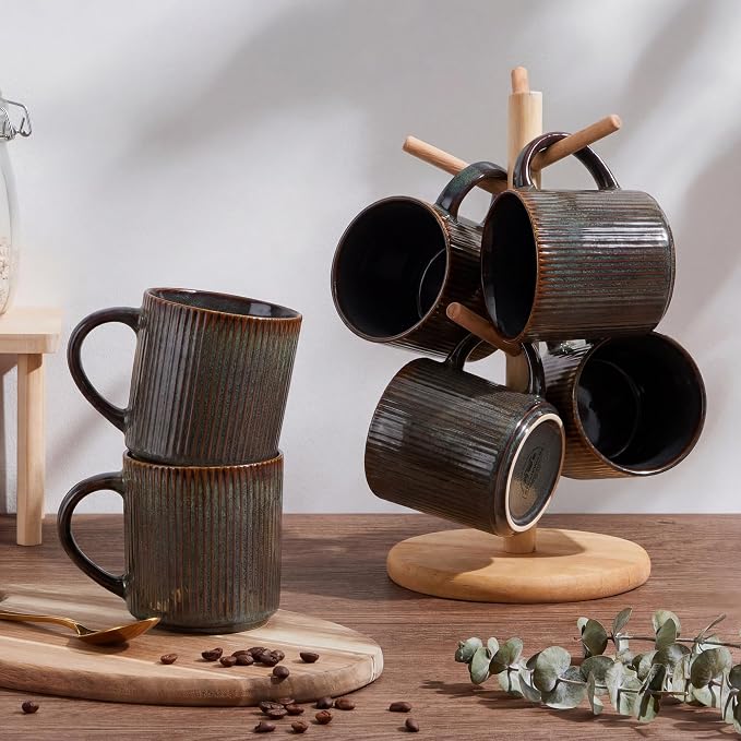 E-far 12 oz Coffee Mugs Set of 6, Stoneware Coffee Cups