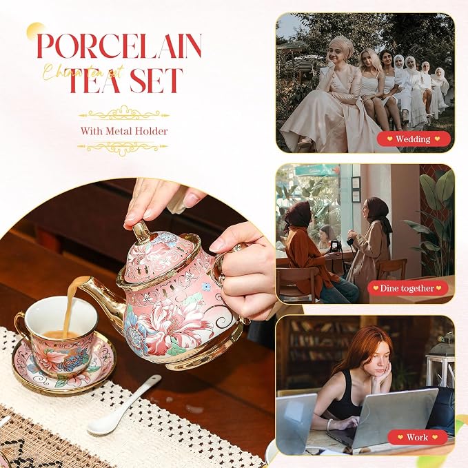 20 Pcs Porcelain Tea Set for Adults