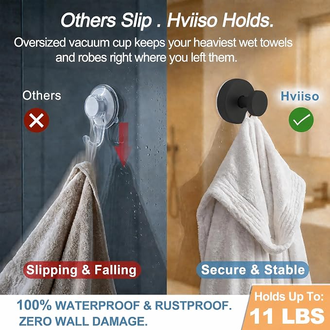 Vacuum Suction Cup Hooks for Shower, Shower Hooks for Inside Shower Glass Window