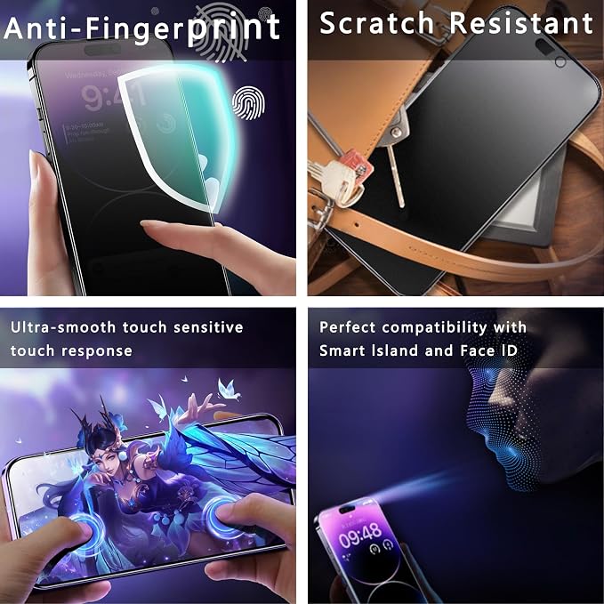 9H Tempered Glass, Anti-Glare, Full Coverage, Anti-Fingerprint, Auto Dust