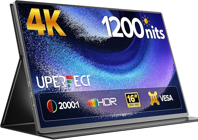 UPERFECT Portable Monitor 4K 16" | 1200 Nits Laptop Monitor | 3840 * 2400 UHD |