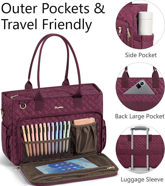 Bagstellar Teacher Tote Bag for Women, 15.6" Laptop Work Tote Computer Bag |