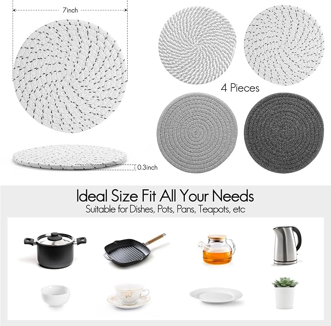 7" Trivets for Hot Dishes, Hot pots and Pans, Professional Home Essentials
