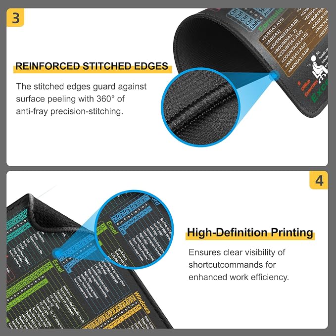 Mouse Pad for Excel/Word/PowerPoint/Windows Shortcuts – Small Excel Cheat Sheet
