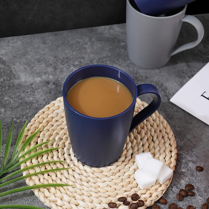 Coffee Mugs Set of 6, 12 Ounce Plastic Coffee Cups Set, 3 Basic Colors |