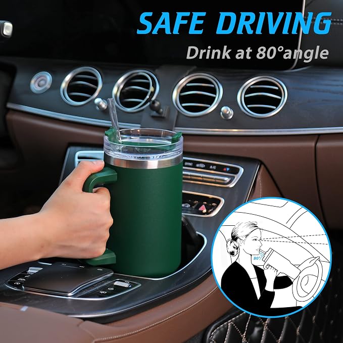 40 oz Tumbler with Handle | Stainless Steel Insulated Tumblers with Lids and