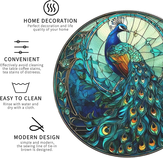 Insect Coasters Leather Round Drink Coasters 6 Pcs Set