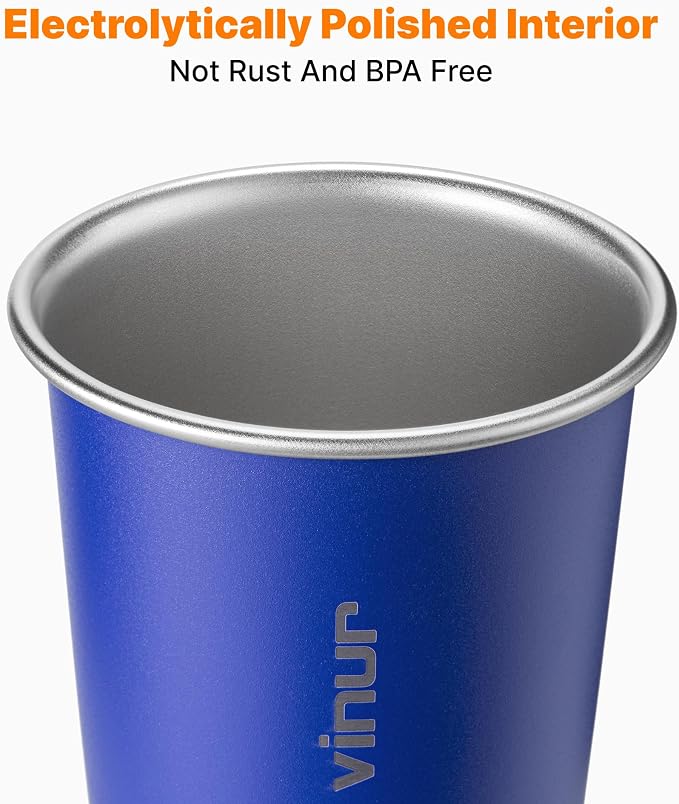 VINUR Stainless Steel Cups-20 oz Stackable Metal Drinking Glasses 8 Pcs | 20 oz