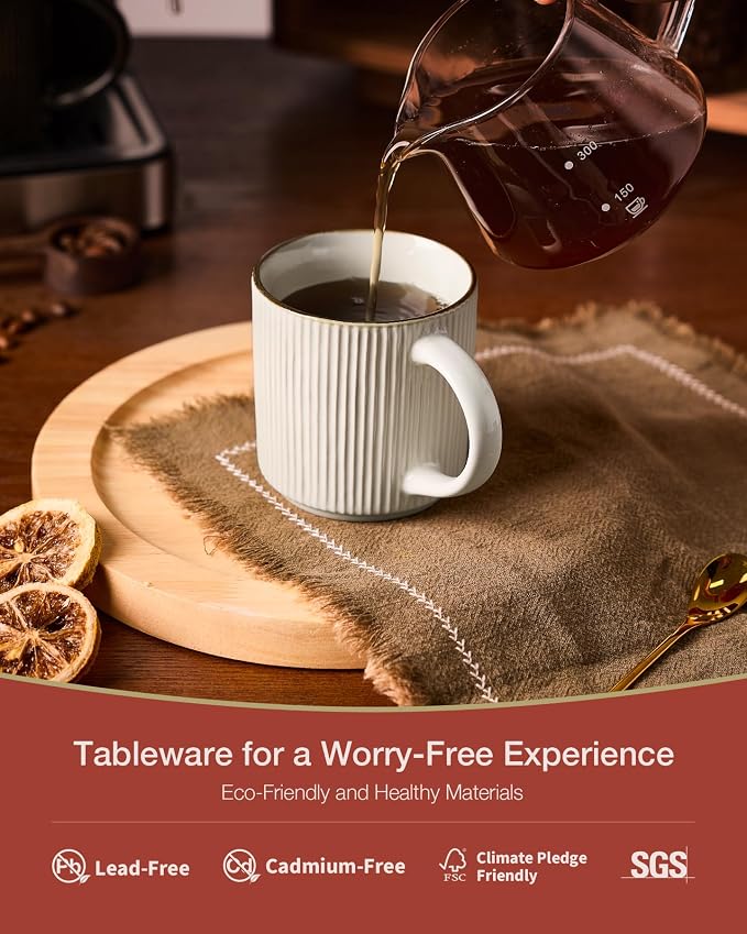 famiware Coffee Mug Set for 6, Star 12 oz Catering Mugs Cup Set