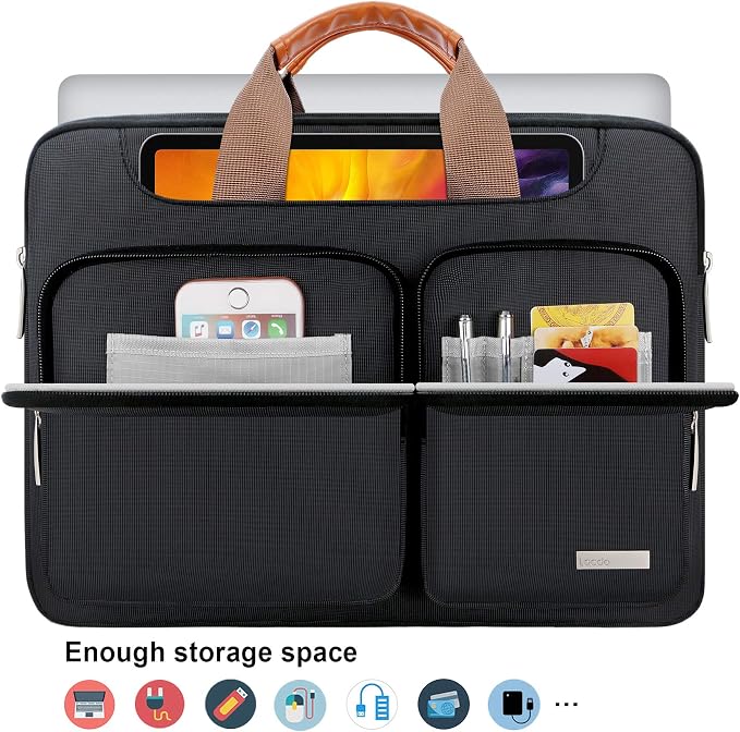 Lacdo 360° Protective Laptop Shoulder Bag, 14 Inch Laptop Sleeve Case