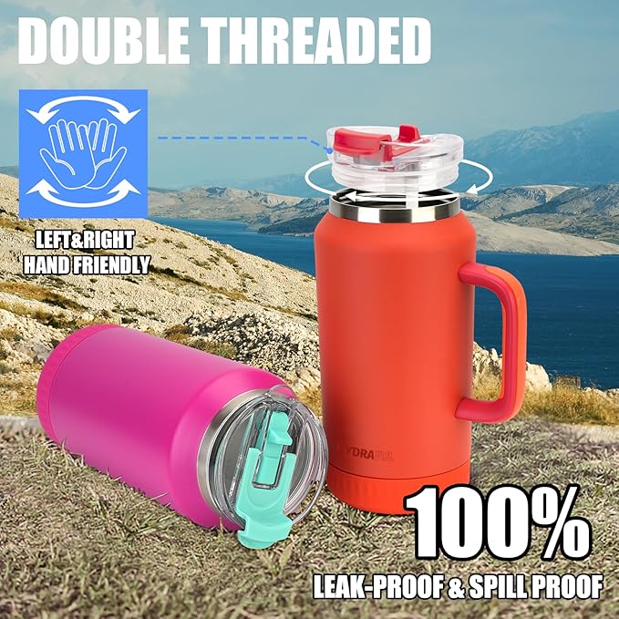 Hydraful 64 oz Tumbler with Handle and Straw